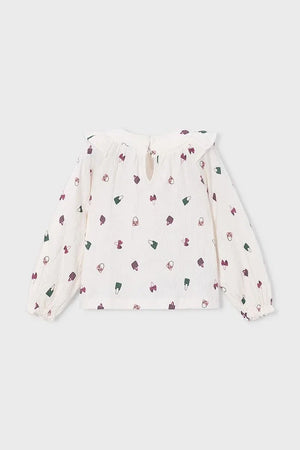 Blusa de algodón con volantes Mayoral para niños