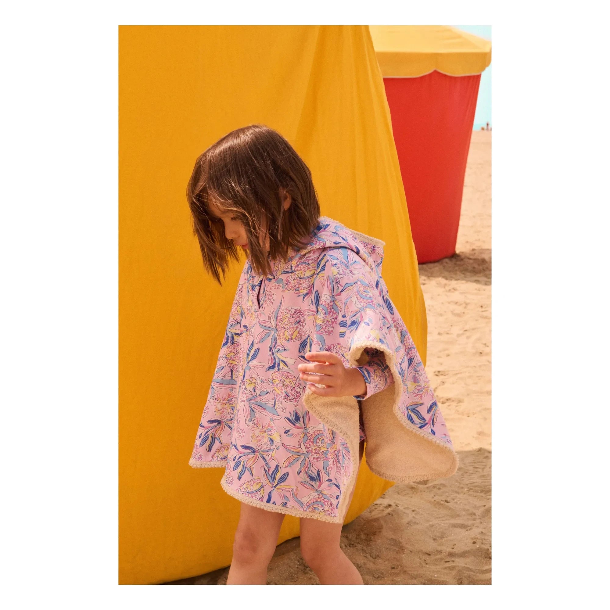 Louise Misha - Poncho de baño de algodón orgánico Mael | Rosa Pálido