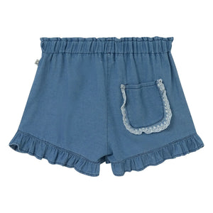 Cozmo - Shorts vaqueros azules con volantes Sienna