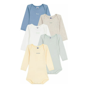 Petit Bateau - Lote de 5 Bodys Semanales de Algodón Orgánico | Amarillo