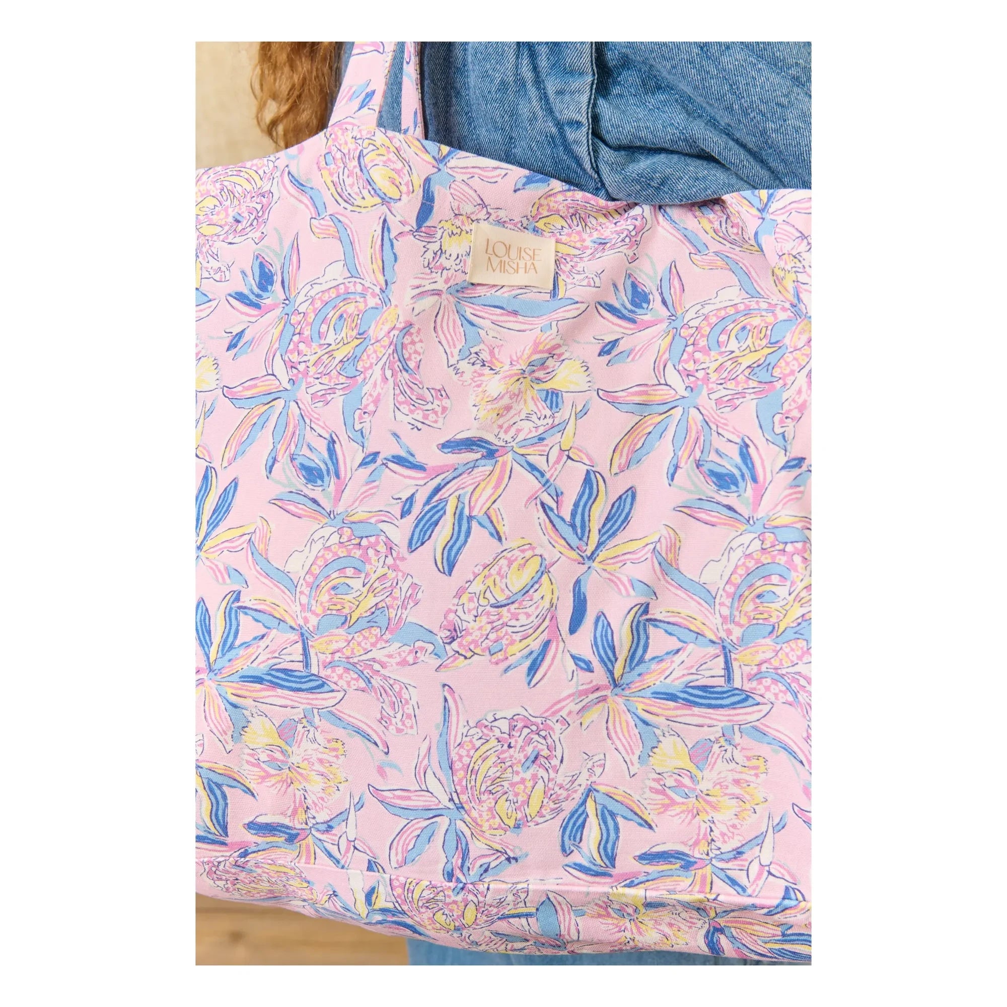Louise Misha - Bolso tote de algodón Beverly | Rosa empolvado