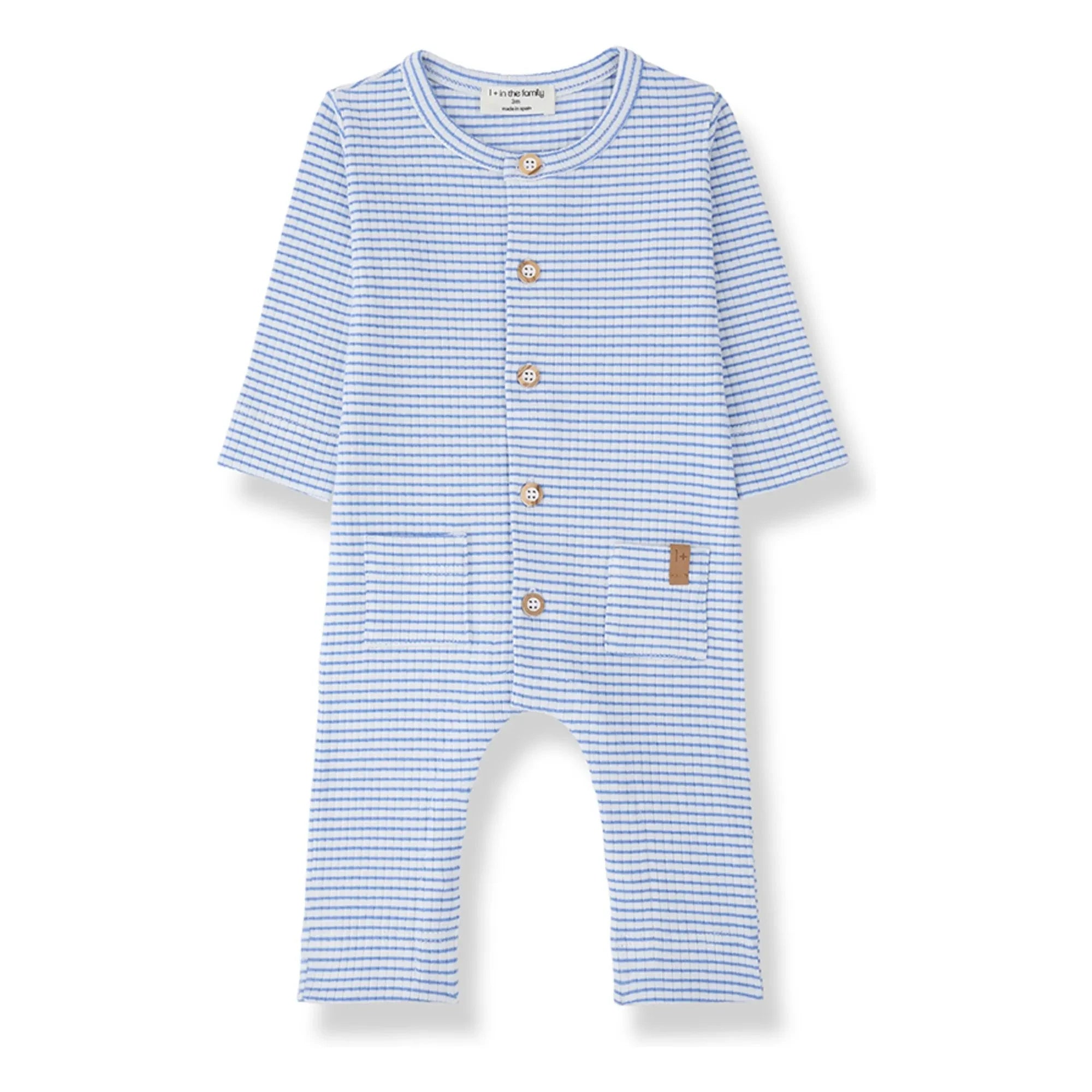 1+ in the family - Pijama acanalado Cambrils a rayas | Azul claro