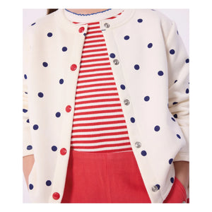 Petit Bateau - Cárdigan de lunares de felpa | Crudo