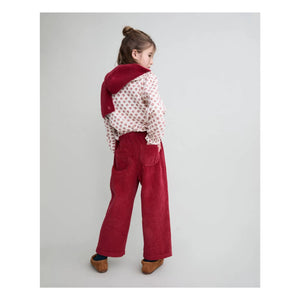 Búho - Pantalones de terciopelo girly | Rojo cereza