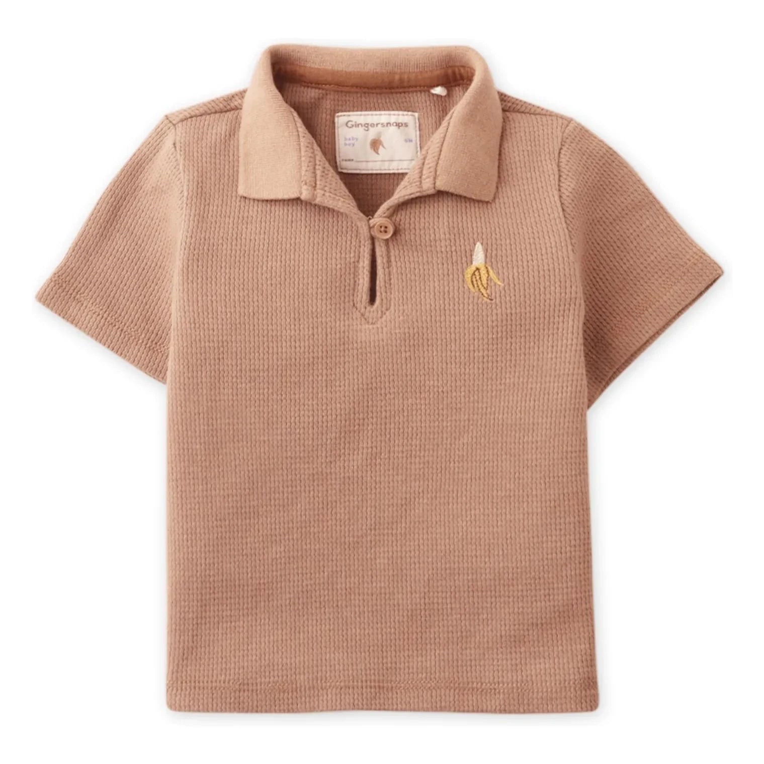 Gingersnaps - Polo con textura de plátano bordado de Timmy | Marrón