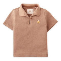Gingersnaps - Polo con textura de plátano bordado de Timmy | Marrón