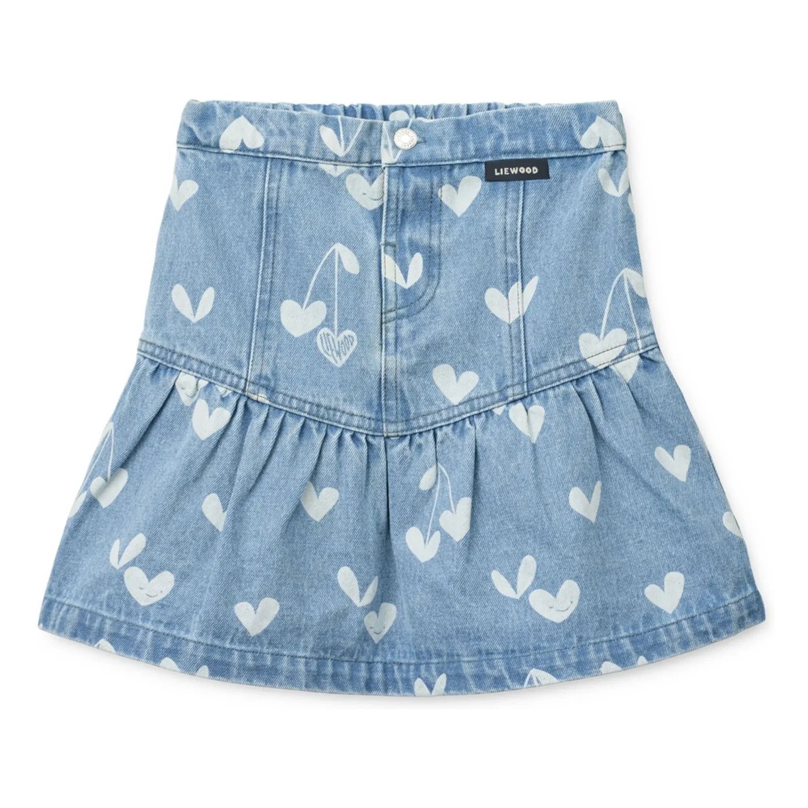 Liewood - Falda de mezclilla Dayla Hearts | Azul claro