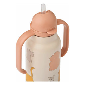 Liewood - Kimmie paslanmaz çelik su şişesi - 250 ml | Cats and Dogs/Sandy