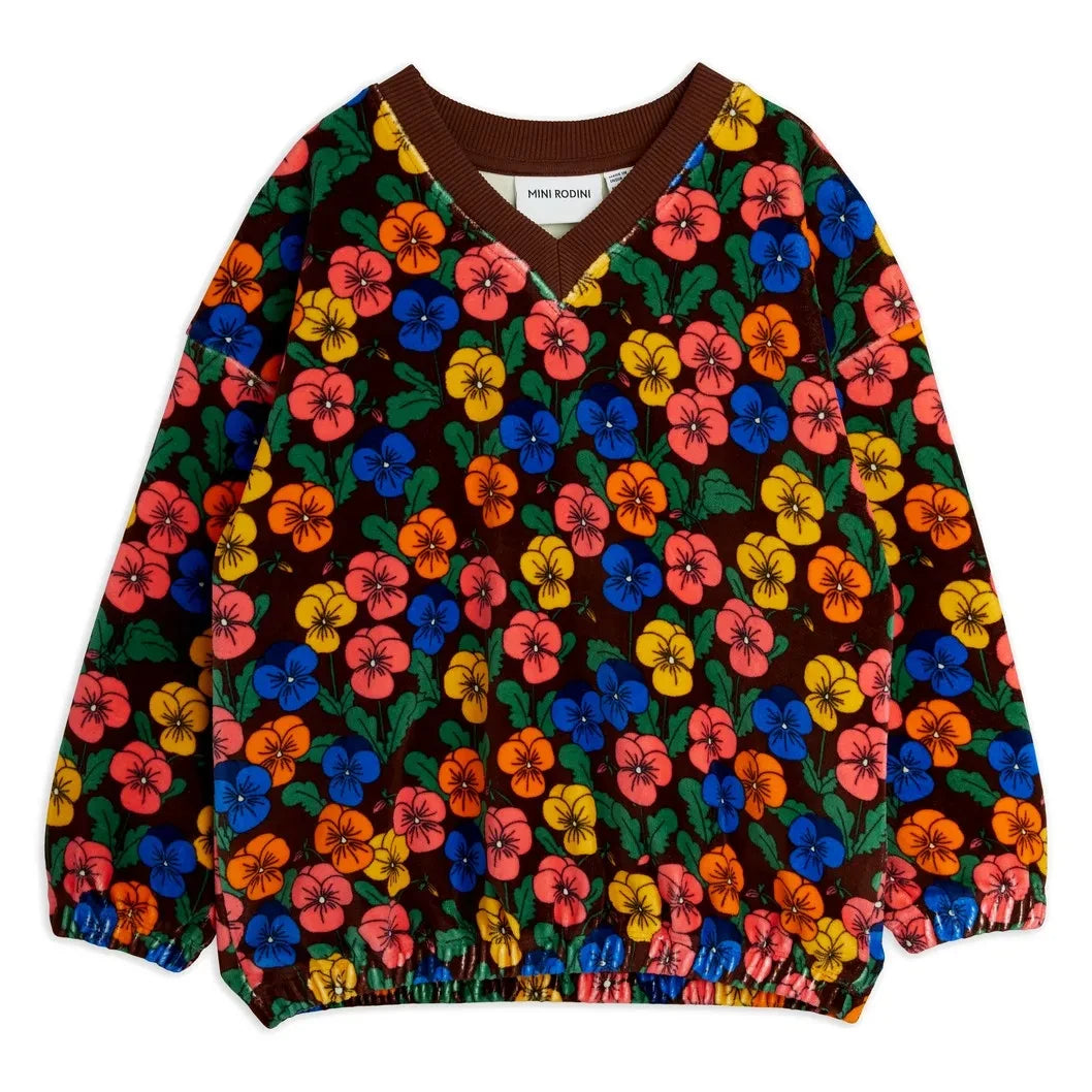 Mini Rodini - sudadera con estampado floral de algodón orgánico | Negro