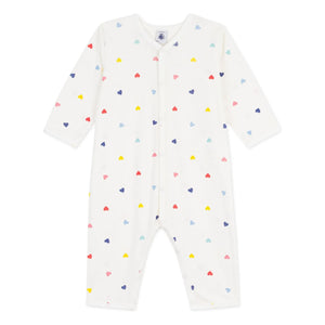 Petit Bateau - Pijama con estampado de corazones "Sleep Well" | Blanco
