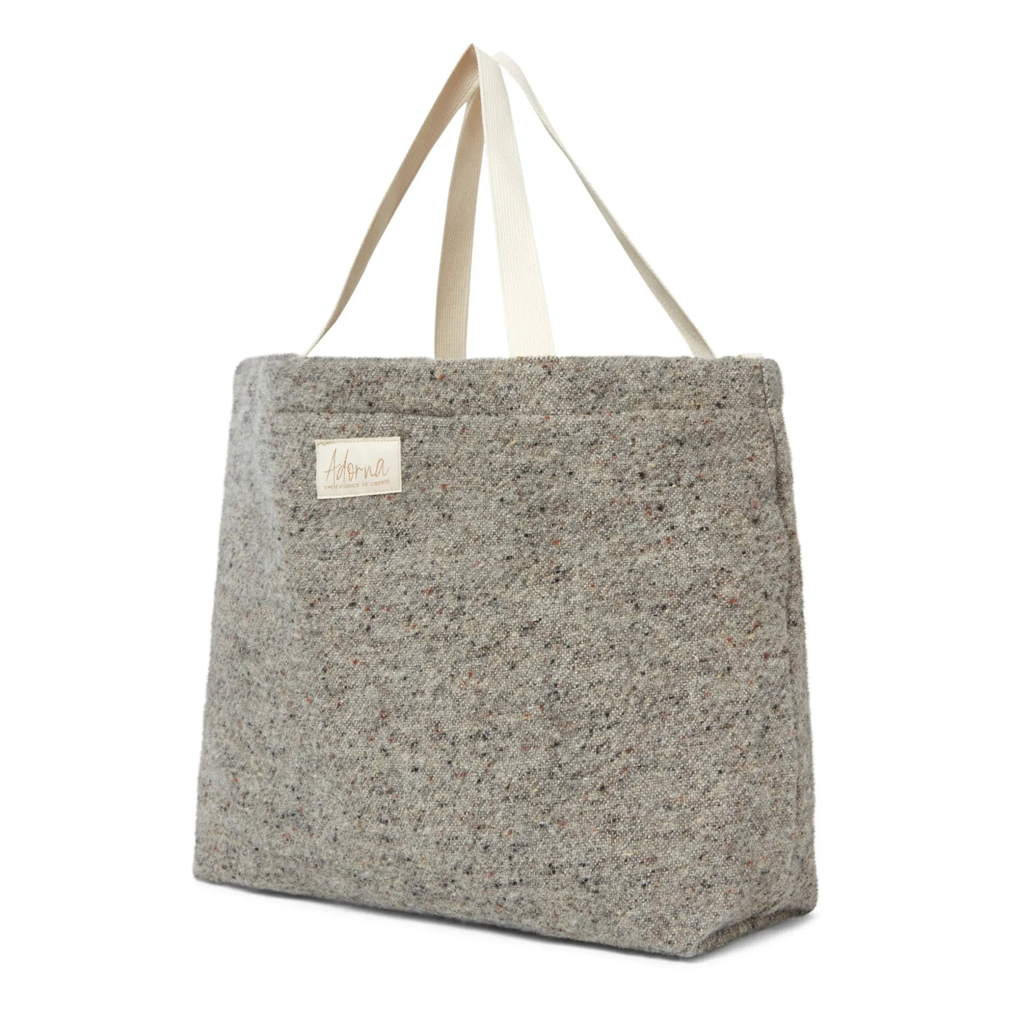 Adorna - Bolso de mano de lana y lino | Gris jaspeado