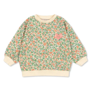 Konges Sløjd - Loupy Çiçek Desenli Organik Pamuklu Sweatshirt | Yeşil