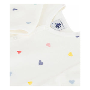 Petit Bateau - Pijama de terciopelo con corazones | Blanco