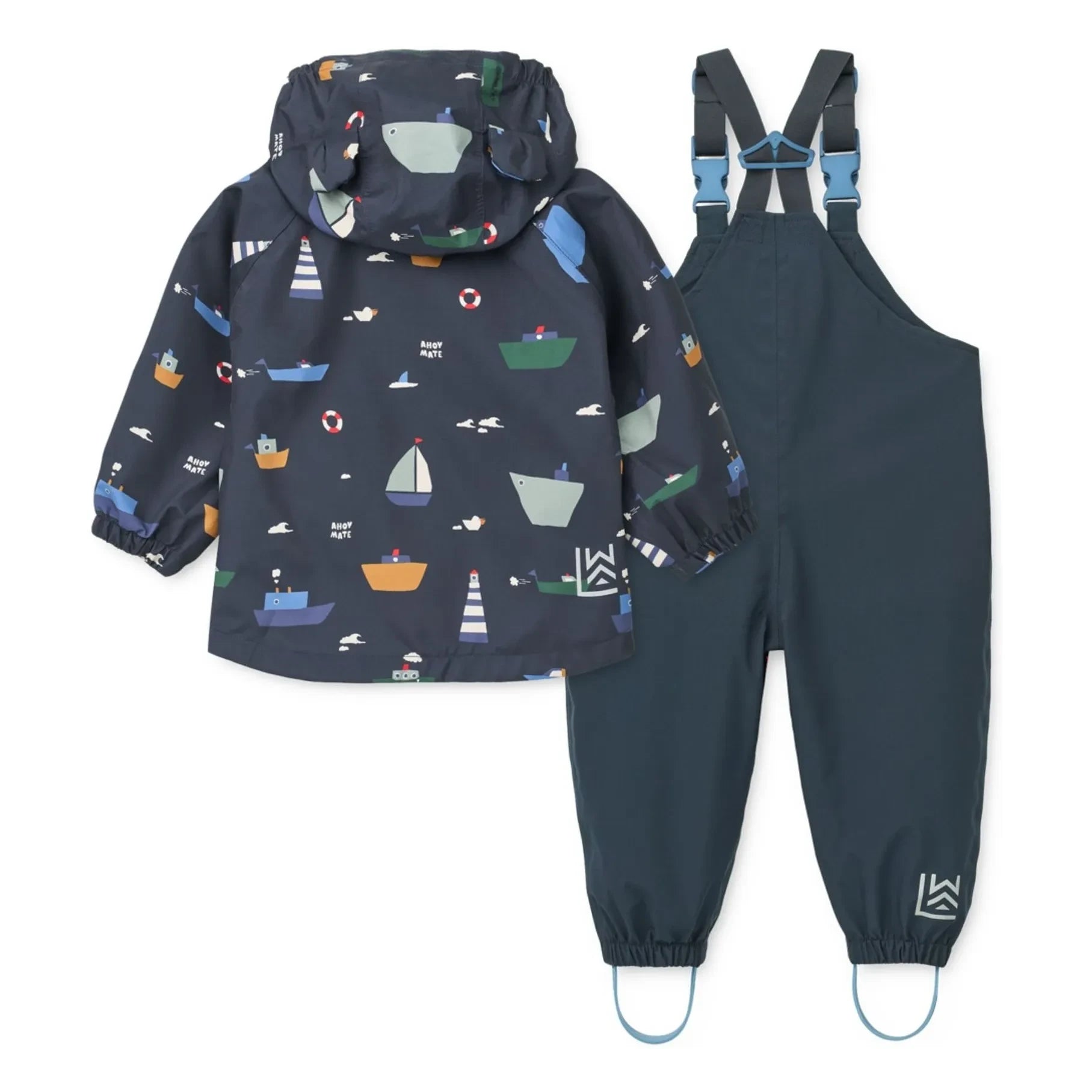 Liewood - Conjunto de lluvia de fibra reciclada Manu Bateaux | Azul marino