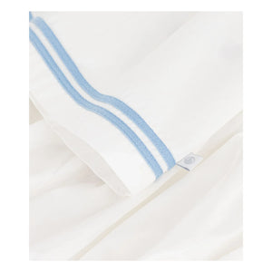 Petit Bateau - Conjunto de vestido y peto popelín orgánico marinero | Blanco