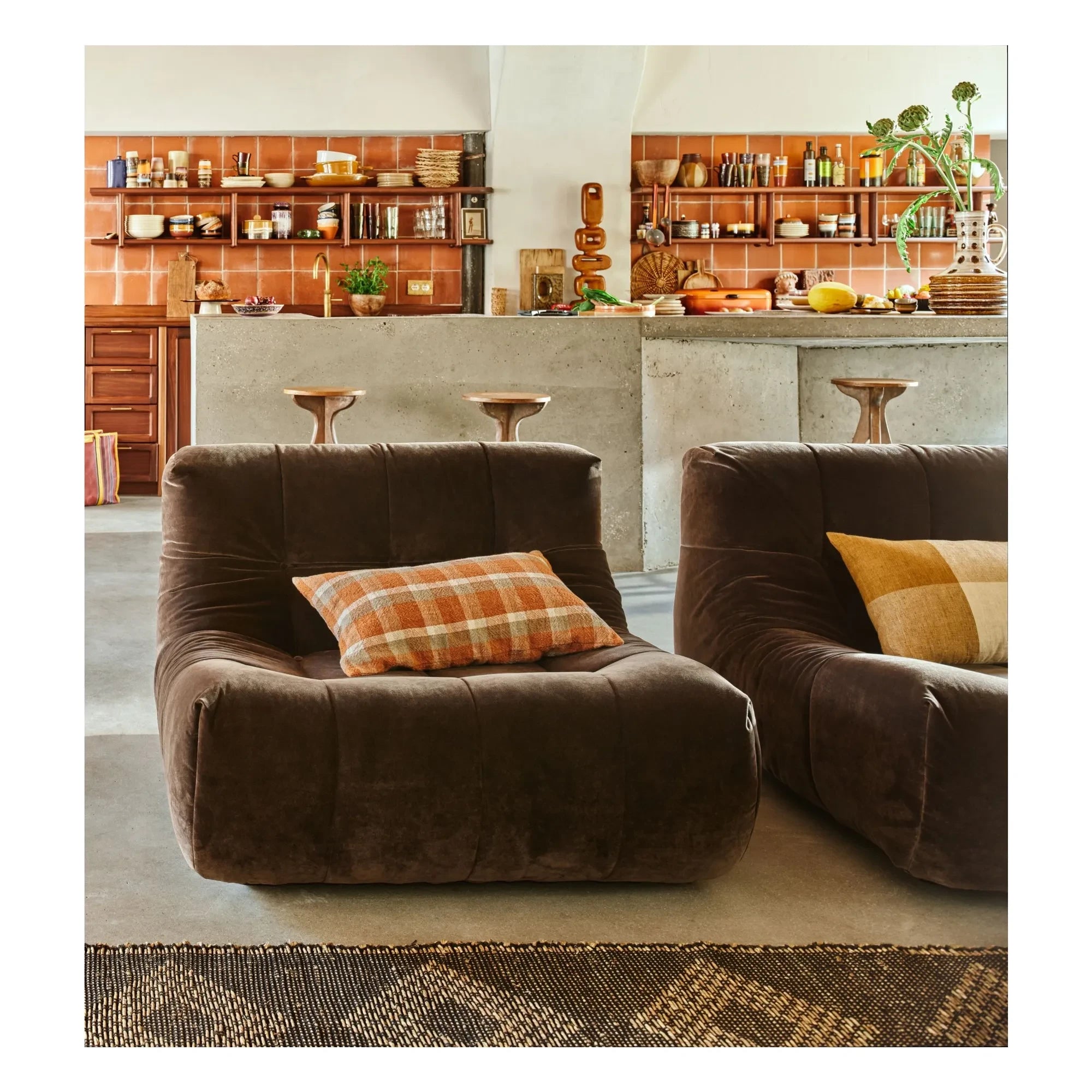 HKliving - Sofá chaiselongue | Marrón
