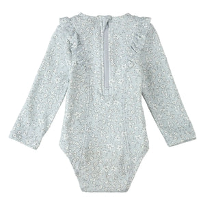 Petit Lem - Traje de baño de manga larga con protección UV, fibras recicladas texturizadas | Azul