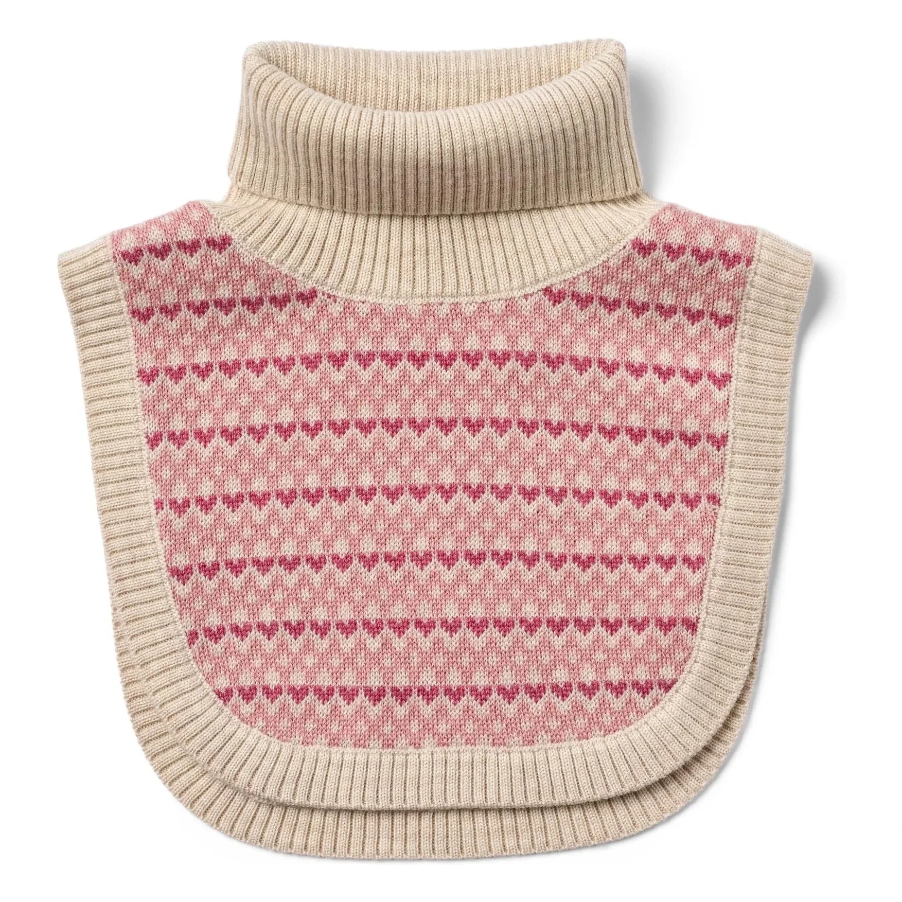Wheat - Calentador de cuello de lana de merino con jacquard Majo | Rosa
