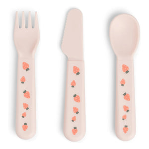 Done by deer - Set de cubiertos Tiny Farm - Set de 3 | Rosa claro