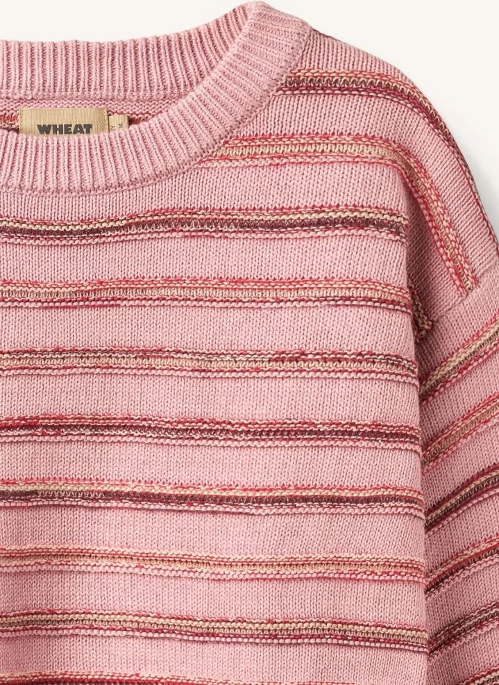 Wheat - Harlow Jersey jacquard de algodón orgánico a rayas | rosa jaspeado