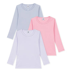 Petit Bateau - Pack de 3 camisetas lisas de algodón orgánico | Malva