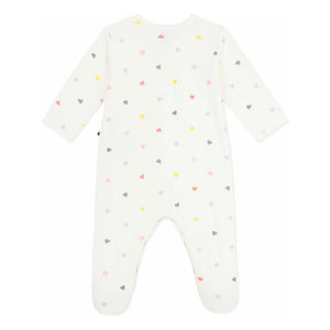Petit Bateau - Pijama de terciopelo con corazones | Blanco