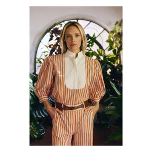Maria de la Orden - Blusa de algodón a rayas Dimitra | Naranja