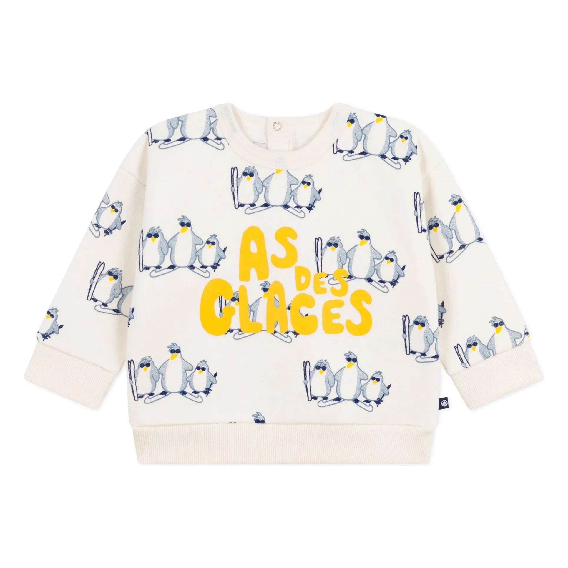 Petit Bateau - Sudadera con pingüinos patinadores | Crudo