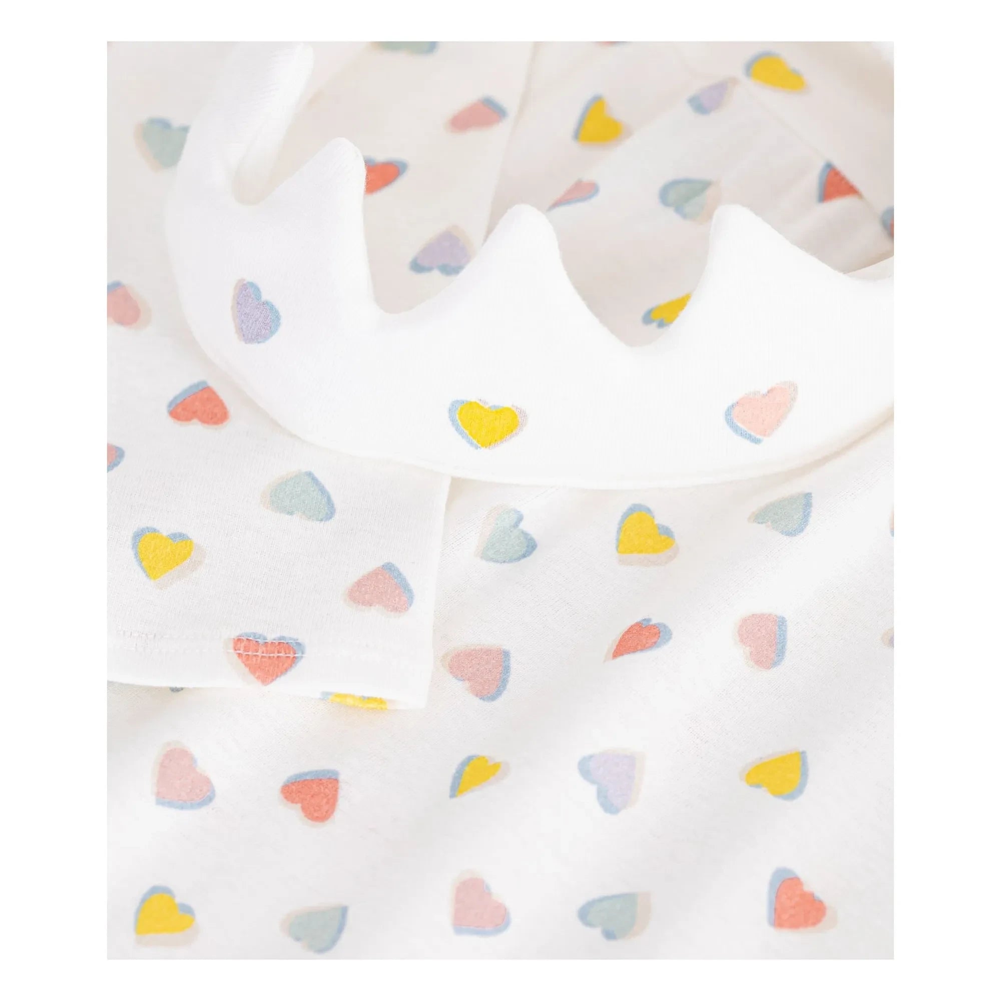 Petit Bateau - Conjunto de pijama de algodón orgánico con corazón y corona | Blanco