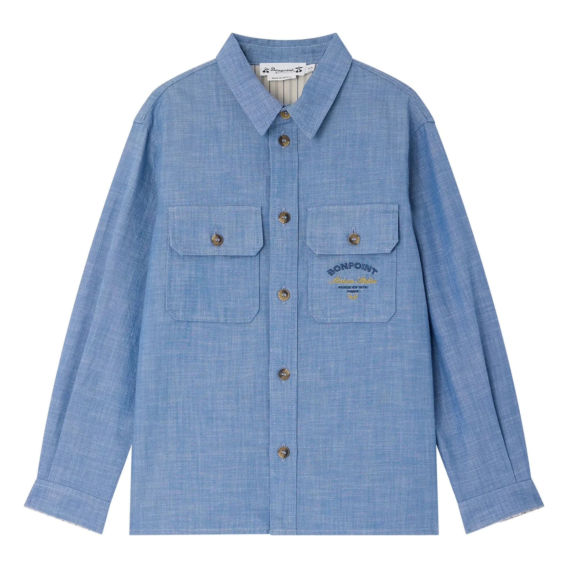 Bonpoint - Camisa de algodón orgánico Eddy Chambray | Azul