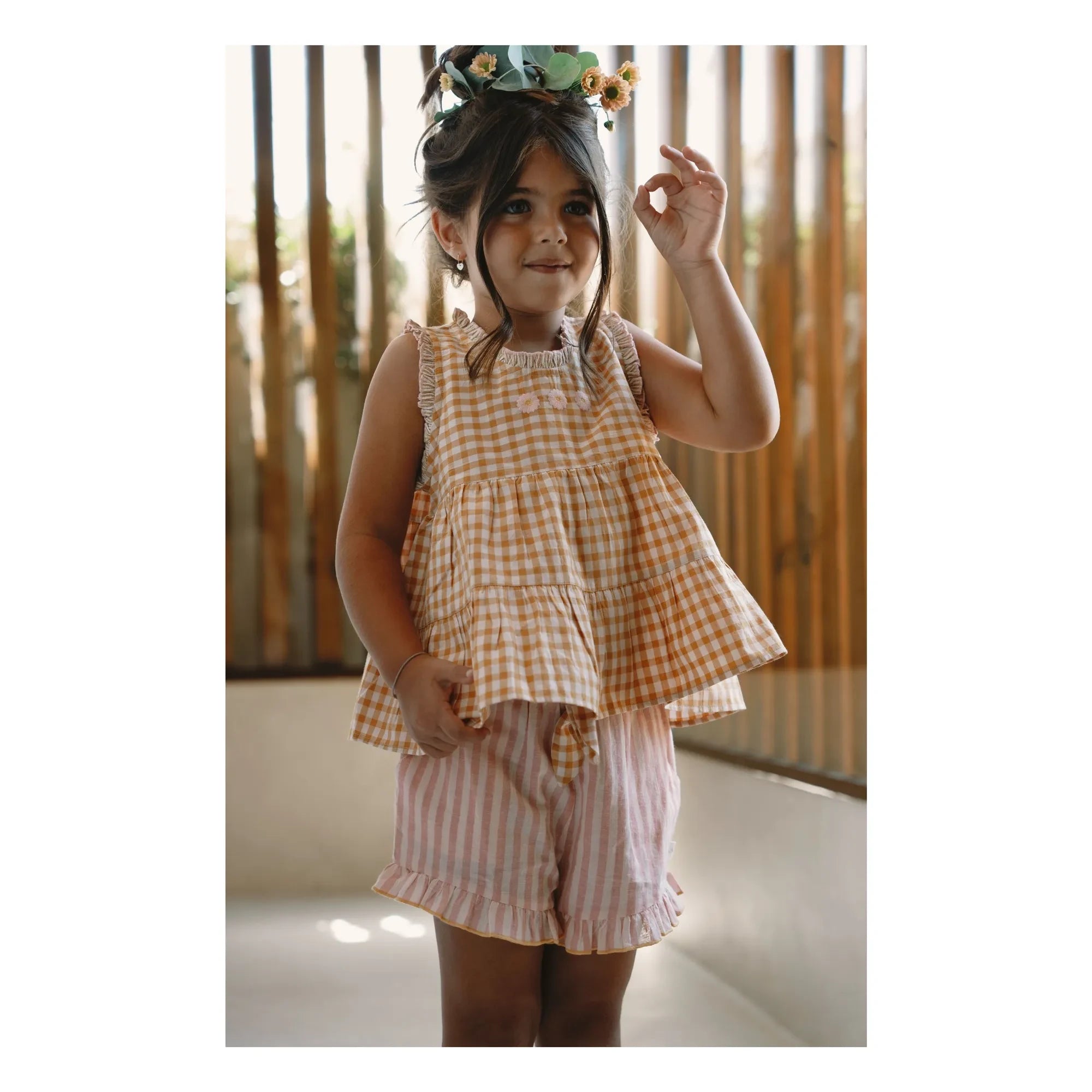 Lilinoa - Short con volantes a rayas Alban | Rosa