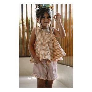 Lilinoa - Short con volantes a rayas Alban | Rosa