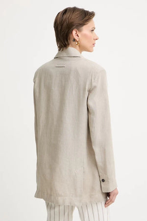 Max&Co. blazer de lino de un botón para mujer MCOSTAMPA