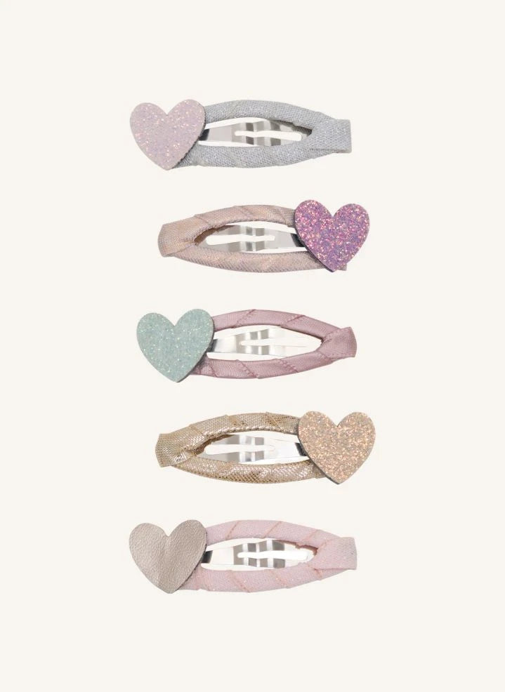 Mimi & Lula - Set de 5 pasadores Pequeños Corazones | Rosa pálido