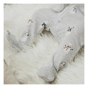 Petit Lem - Pijama con pies Muñecos de nieve Algodón orgánico | Gris