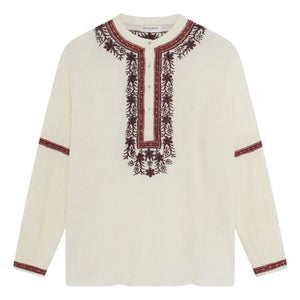 Maison Hotel - Bluz Vineyard Bruna Pamuk krep | Beyaz