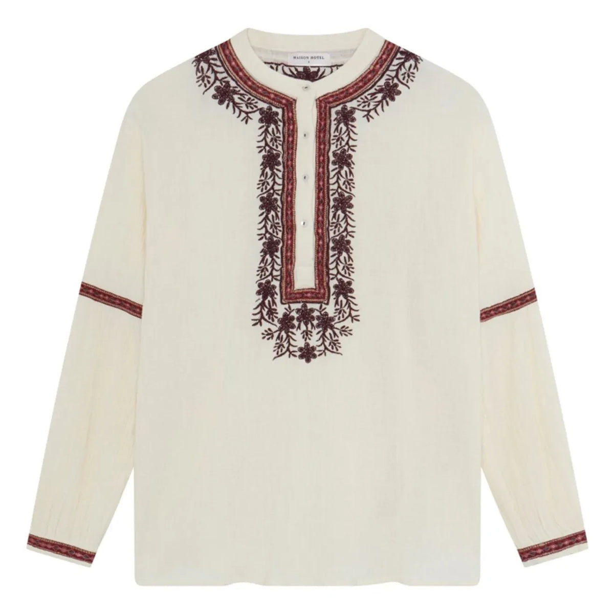 Maison Hotel - Blusa de crespón de algodón Bruna Vineyard | Blanca