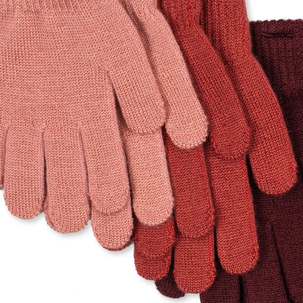 Konges Sløjd - Set de 3 Pares de Guantes de Lana Filla | Rosa