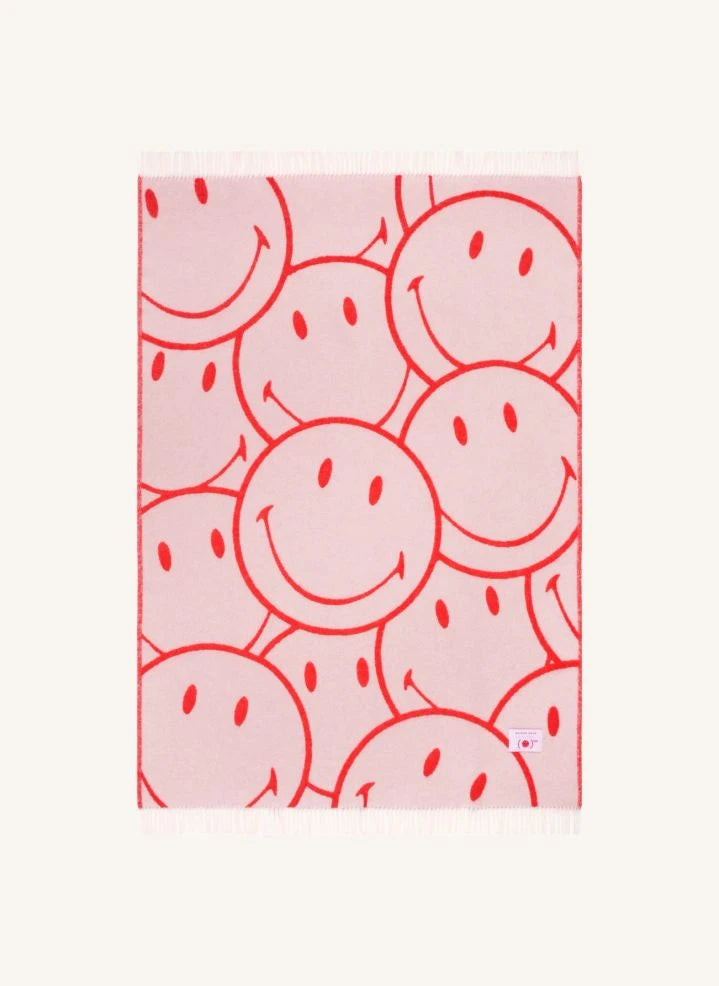 Maison Deux - Manta de Lana - Maison Deux x Smiley | Rosa Pálido