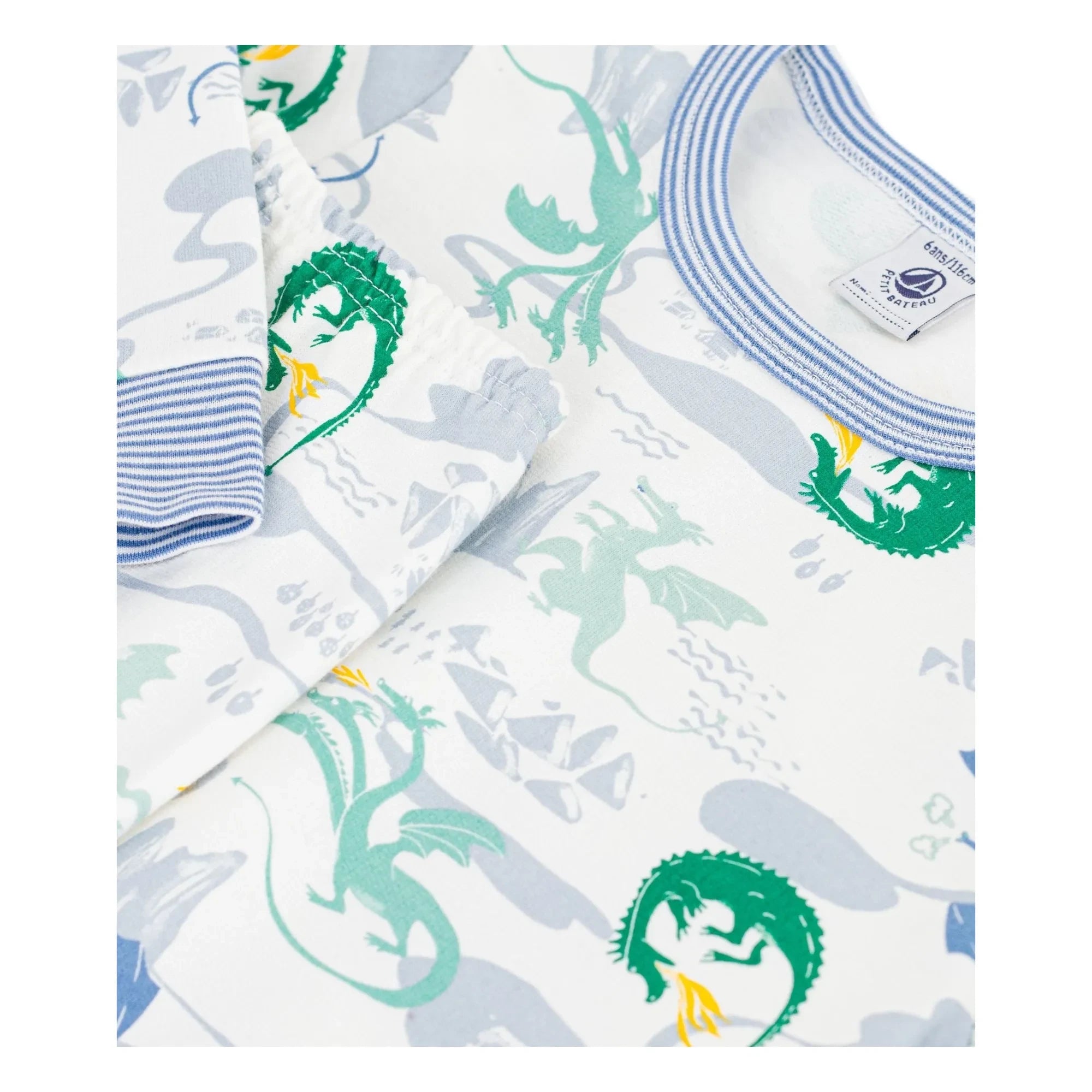 Petit Bateau - Pijama Dragones Algodón Orgánico | Blanco