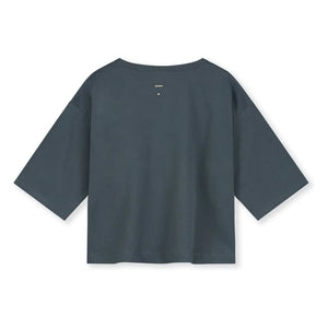 Gray Label - Camiseta de algodón orgánico con manga 3/4 | Azul Gris