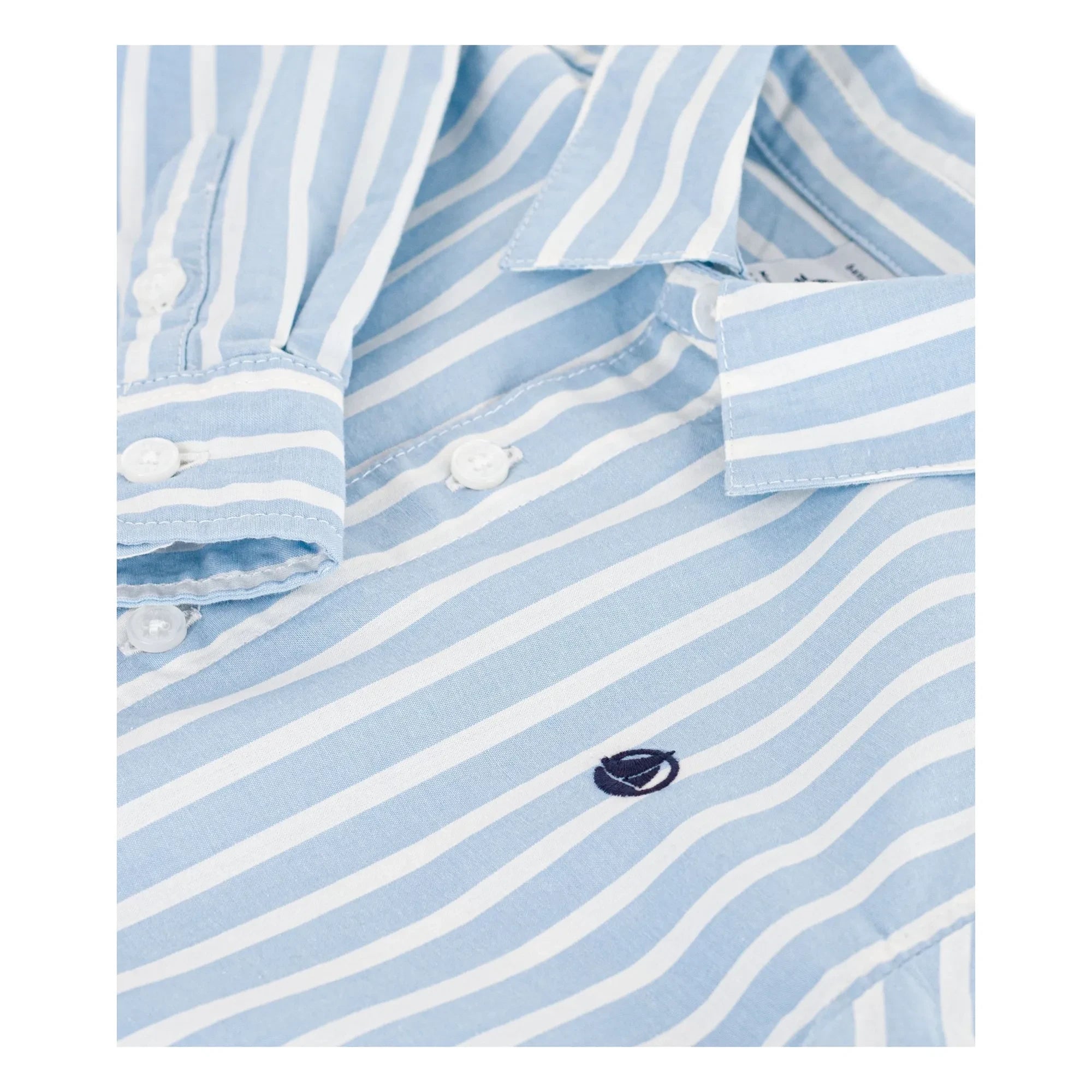 Petit Bateau - Camisa de popelín de algodón orgánico a rayas | Azul