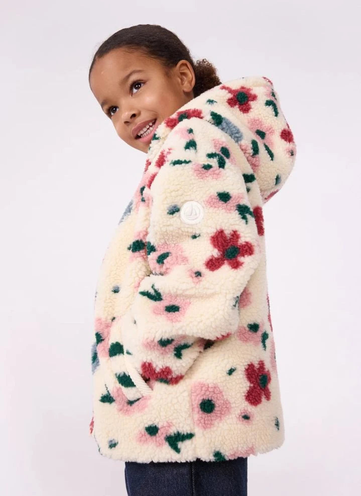 Petit Bateau - Chaqueta sherpa con estampado de flores | Ecru