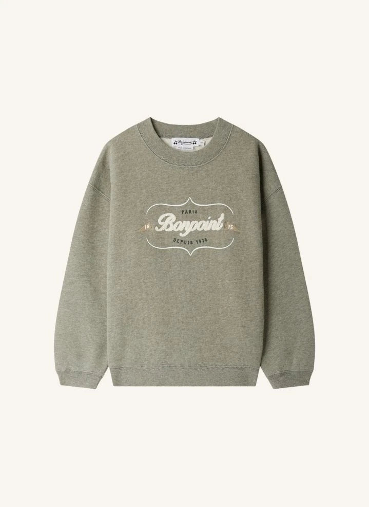 Bonpoint - Sudadera de felpa de algodón orgánico Tonino | Gris jaspeado
