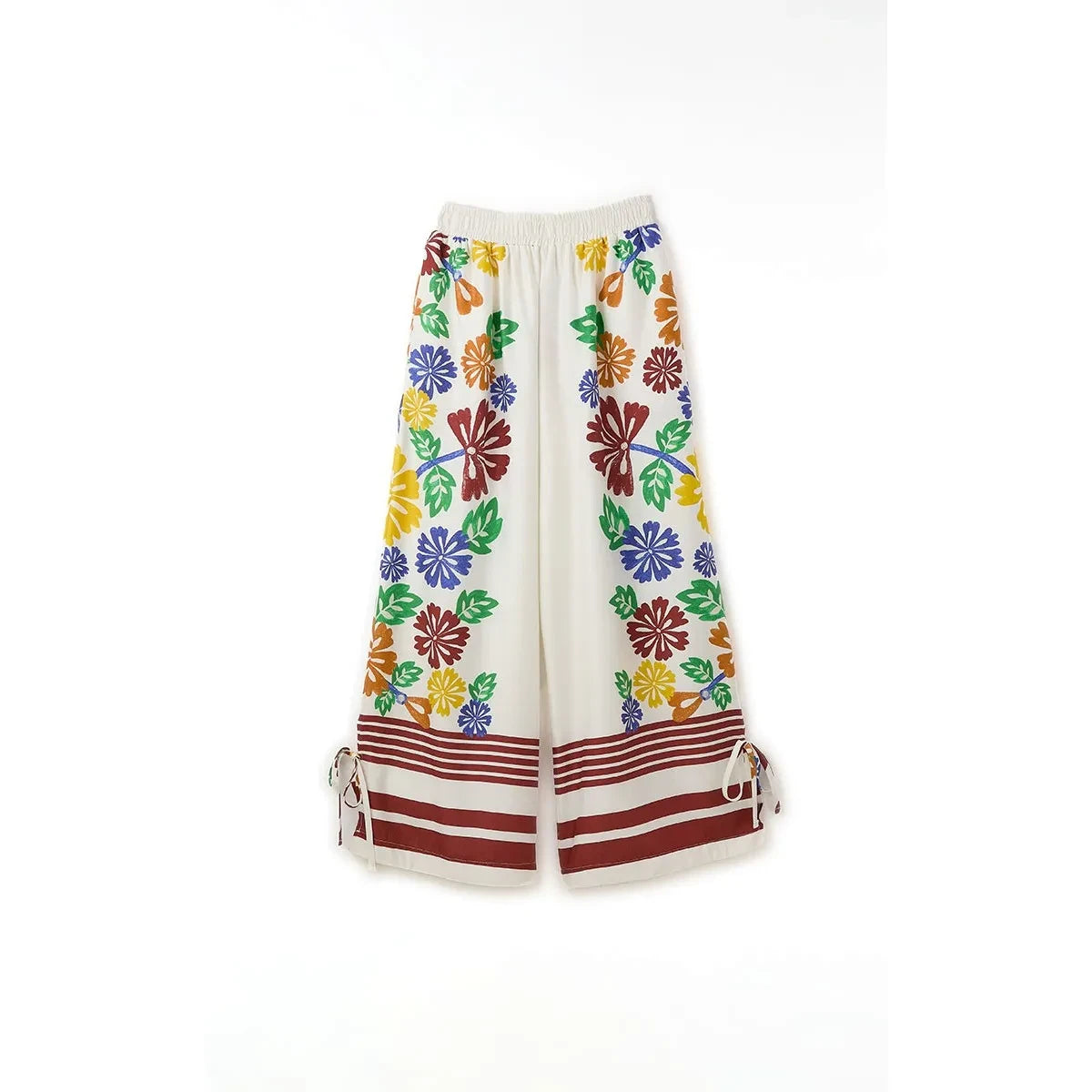Fabula - Pantalón con nudo floral | Blanco