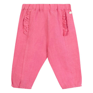 Tartine et Chocolat - Pantalón con volantes de lino | Rosa caramelo