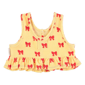 Piupiuchick - Top corto anudado de rizo orgánico | Amarillo