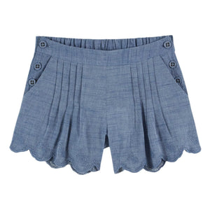 Emile et Ida - Short bordado chambray azul