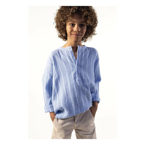 Sunchild - Blusa a rayas Negril con cuello tunecino | Azul