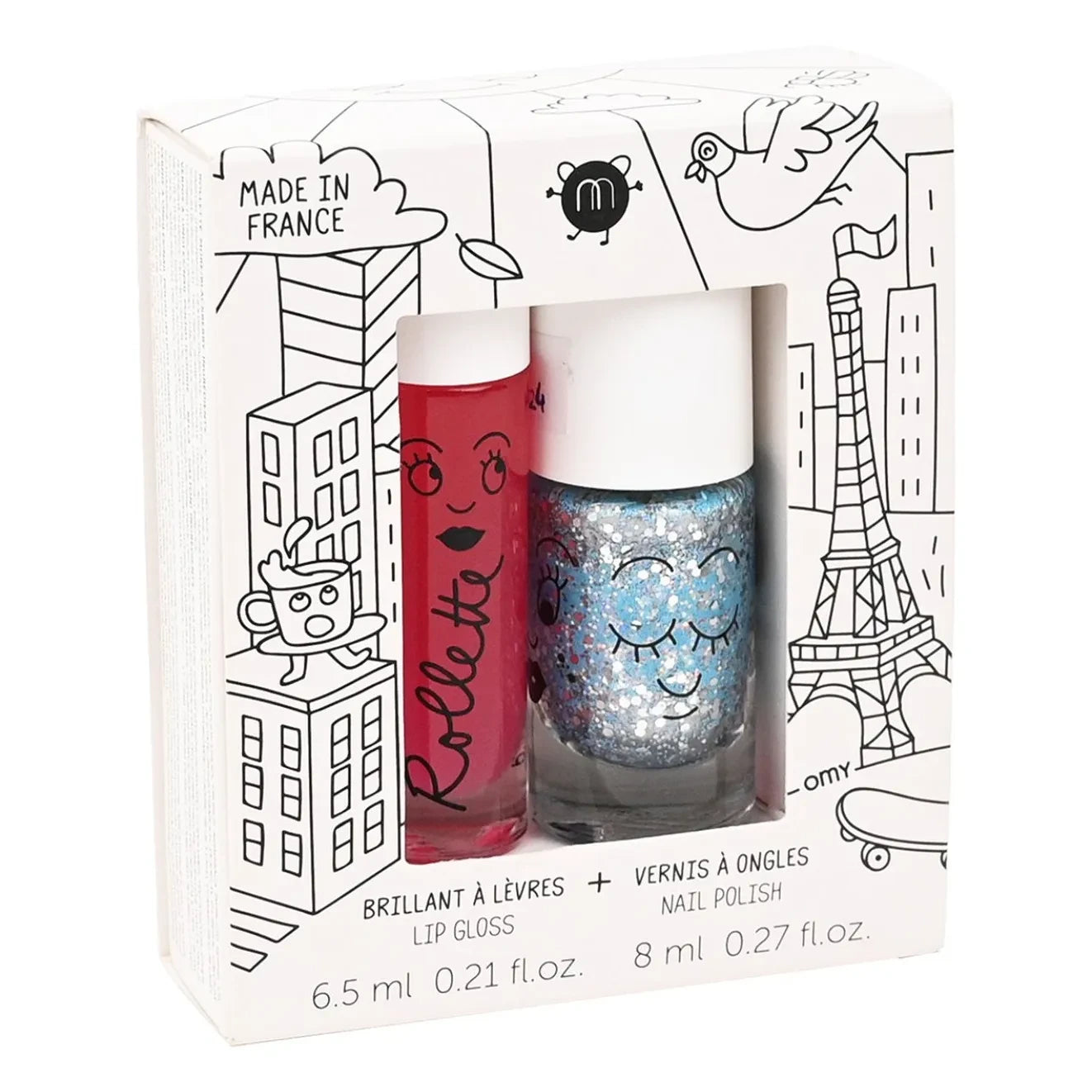 Nailmatic Kids - Dúo de brillo de labios y esmalte de uñas Magique | Plata